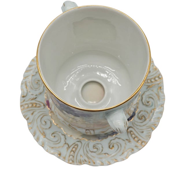 Ceramic Antique T&v Limoges Hand Painted Blackberry Condensed Milk Jar With Saucer For Sale - Image 7 of 11