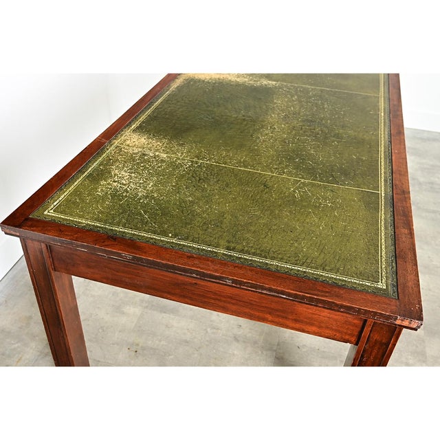 Brown 19th Century French Art Nouveau Mahogany & Leather Partners Desk For Sale - Image 8 of 11