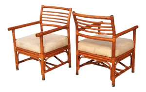 Rattan Lounge Chairs by Bryan Ashley - a Pair