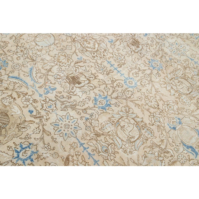 Beige Allover Designed Antique Wool Rug Persian Tabriz From 1910s in Beige For Sale - Image 8 of 9