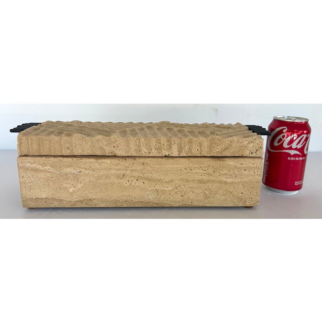 Contemporary Revelation Textured Travertine Diagram Box For Sale - Image 3 of 6