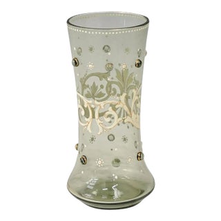 1920s Moser Hand-Painted Enamel Glass Vase For Sale