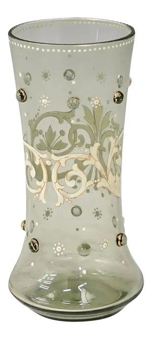 1920s Moser Hand-Painted Enamel Glass Vase