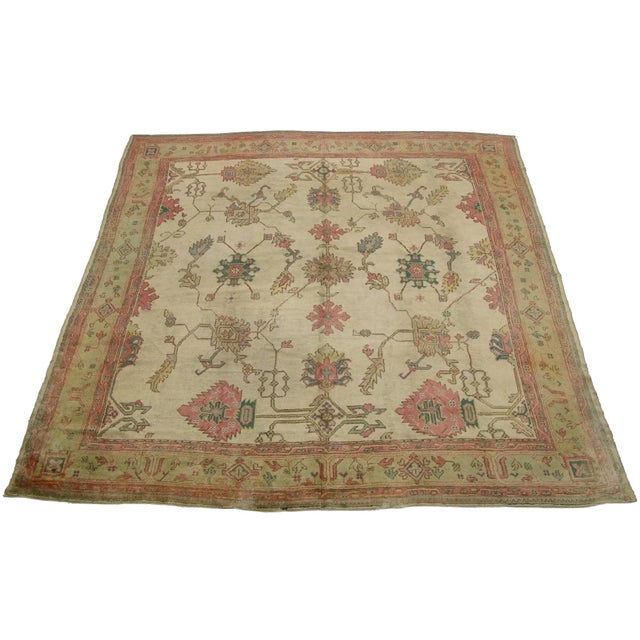 Antique Turkish Oushak Floral Design Rug 11'6''x10'8'' For Sale - Image 9 of 9