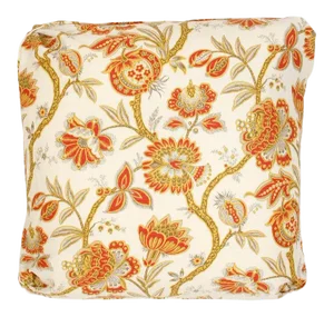 Bennison Coral and Yellow Pillow with Down Insert