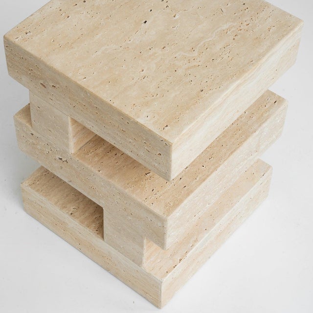 Early 21st Century S Y N C Travertine Side Table from Kiwano Concept For Sale - Image 5 of 12
