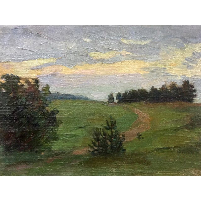 1960s Oil Painting Evening Landscape Petr Alexandrovich Nilus For Sale