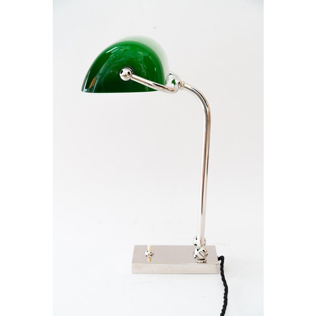 Art Deco Adjustable Nickel-Plated Banker Lamp, Vienna, Austria, 1920s For Sale - Image 4 of 16