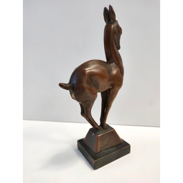 1940s Vintage Coppered Ceramic Roe Deer Figurine, Italy, 1930s For Sale - Image 5 of 10