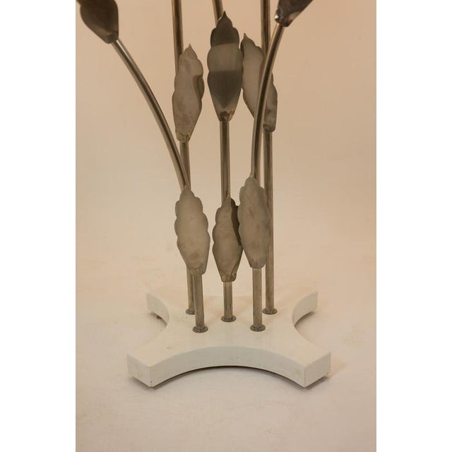 Large Lamp in Silver-Plated Brass and Silk by Antonio Pavia, 1970s For Sale - Image 9 of 10
