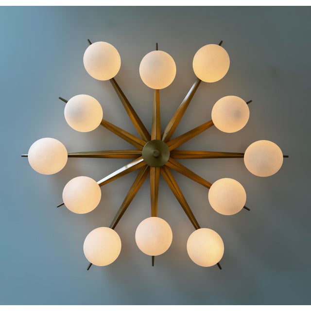 21st Century Star Piccolo Satin Brass Matte White Murano Flush Mount by Fabio LTD For Sale - Image 9 of 9