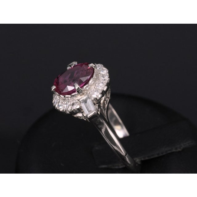 Late 20th Century 1.98ct Gia Thai Untreated - No Heat Ruby & 0.49ct Diamond Platinum Ring Size 7 For Sale - Image 15 of 18