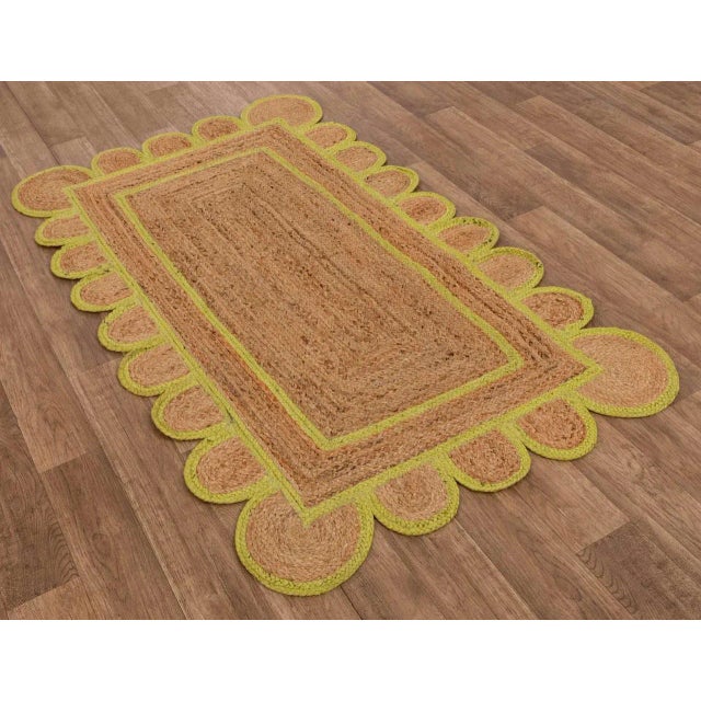 Margarita Scallop Jute Hand Made Bohemian Rug 5x8 Ft. For Sale - Image 4 of 12