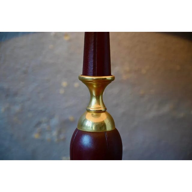 1960s Table Lamp in Leather and Brass, 1960s For Sale - Image 5 of 13
