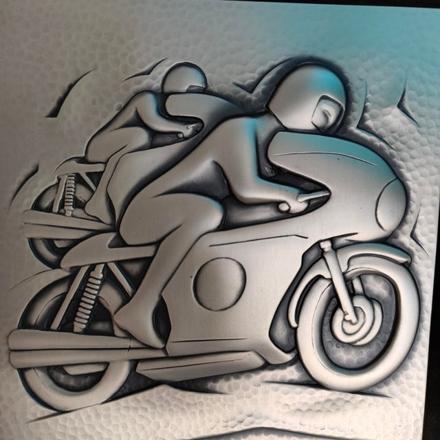 Vintage 925 Sterling Silver Motorcycle Racing Trophy Plaque by Ottaviani, Italy, 1970s For Sale - Image 4 of 11