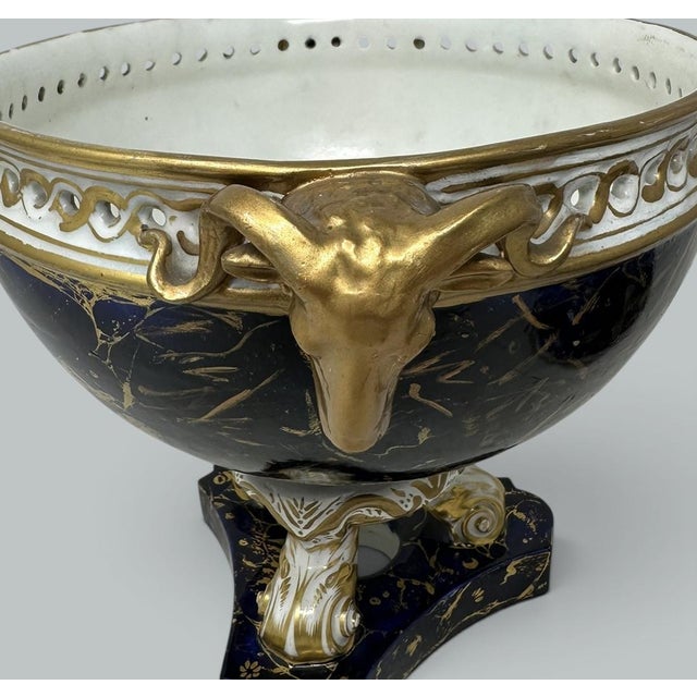 Blue Antique Regency English Crown Derby Vase Pot Pourri Centerpiece Cobalt Blue 1815 For Sale - Image 8 of 11