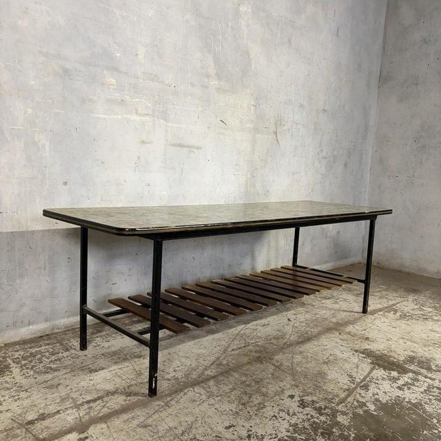Contemporary Mid-Century Mosaic-Effect Formica Coffee Table with Slatted Shelf, 1960s For Sale - Image 3 of 9