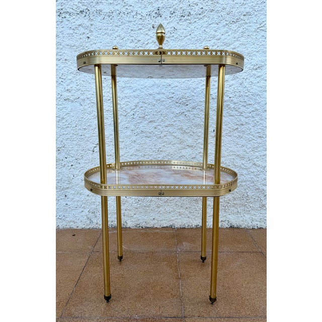 Mid-Century Brass and Fiberglass Two Tier Side Table, 1960 For Sale - Image 10 of 11