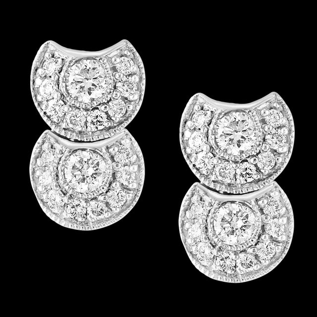 1 Carat, Cluster Stud Earrings 14 Karat White Gold Post Back, Great Value For Sale - Image 18 of 18