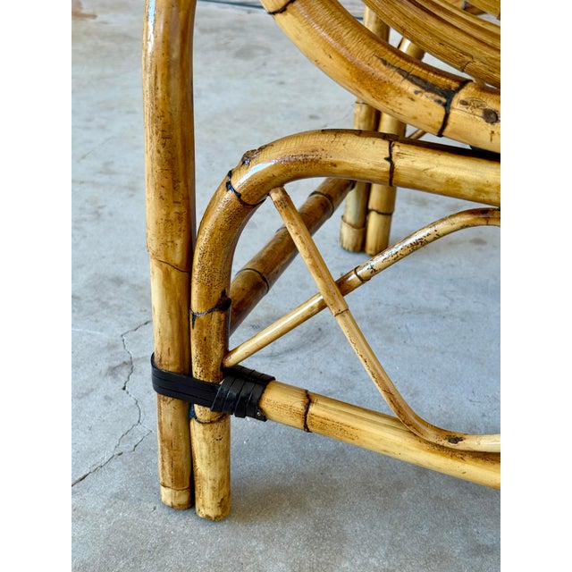 Mid-20th Century Restored Bent Rattan Telephone Settee With Smoked Glass Table For Sale In Naples, FL - Image 6 of 12
