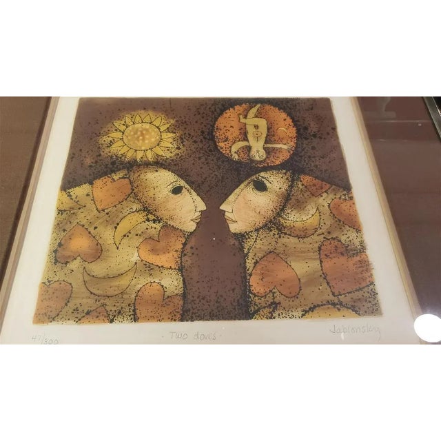 1970s Jablonsky Modern Figurative Print "Two Doves" Signed For Sale - Image 4 of 6