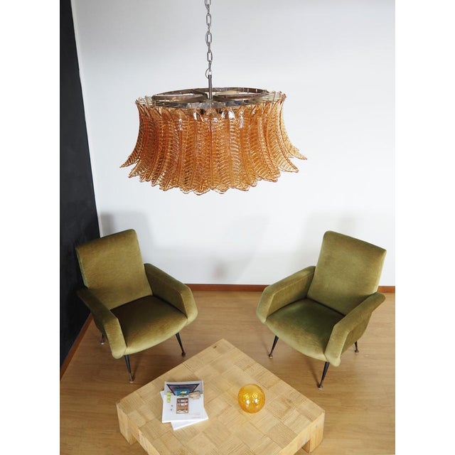 Large Amber Felci Murano Glass Chandelier, 1990s For Sale - Image 11 of 18