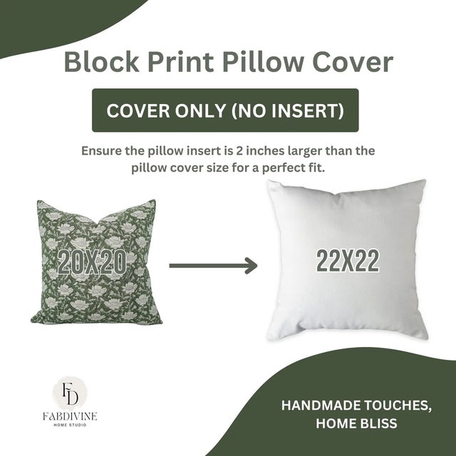 Not Yet Made - Made To Order Fabdivine Handcrafted Block Print Cushion Cover 14x14 Inch Cotton Linen-Dhruv For Sale - Image 5 of 5