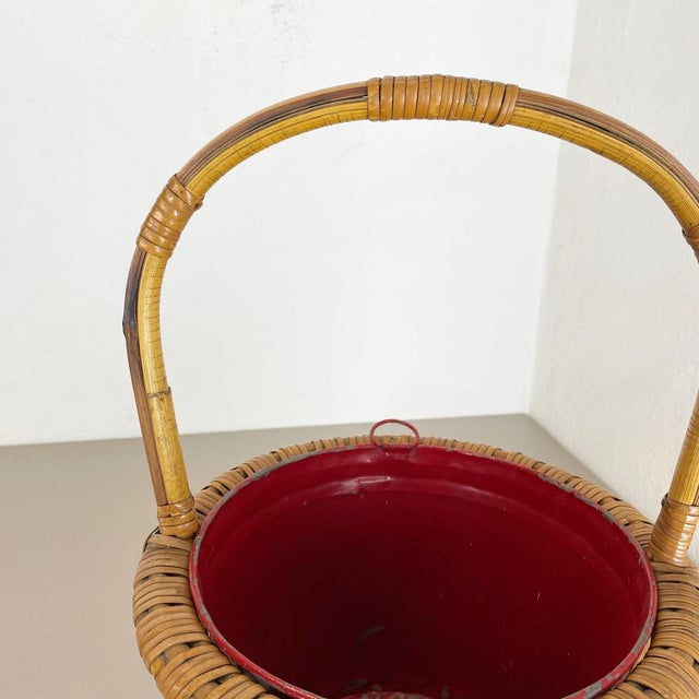 Minimalistic Bamboo Metal Planter in the style of Matégot, France, 1960s For Sale - Image 11 of 18
