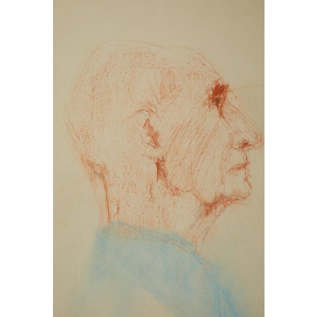 Outstanding Unknown Artist Figurative Pastel Drawing Profile of Male on Paper 19" X 13". This piece came rom the estate of...