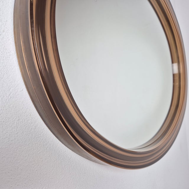Mid-Century Smoked Acrylic Round Wall Mirror, France, 1970s For Sale - Image 4 of 9