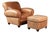 Late 20th Century Leather Club Chair With Ottoman in Beige by Preston Hill For Sale