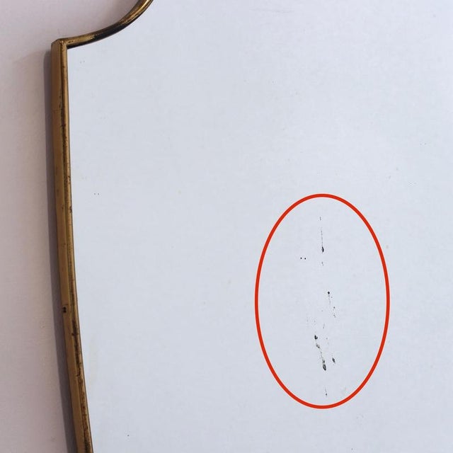 Vintage Italian Wall Mirror with Brass Frame in the style of Gio Ponti, 1960s For Sale - Image 3 of 12
