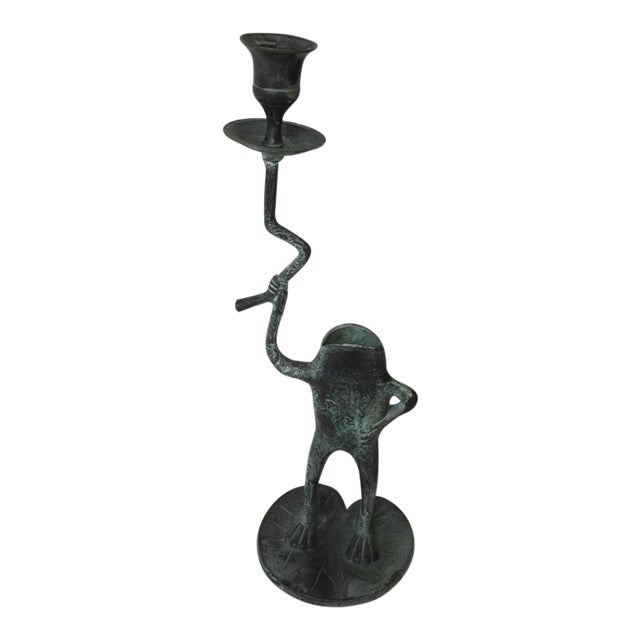 Vintage Spi Brass Green Frog Candle Holder Chairish