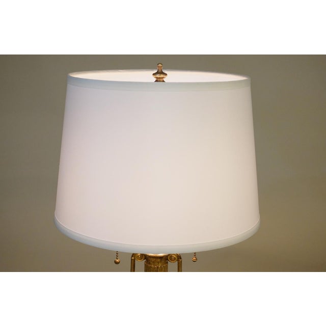 1930s Mutual Sunset Lamp Co. French Empire Deco Neoclassical Green Alabaster Marble Gilt Brass Table Lamp For Sale - Image 12 of 13
