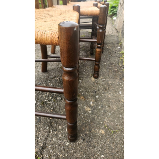 Set of 6 Vintage Ladder Back Dining Chairs With Rush Seats, French Country Cottage Style For Sale - Image 10 of 18
