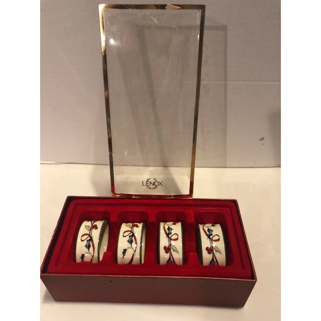Ceramic 2000s Lenox Winter Greetings Porcelain Napkin Rings, New in Box- Set of 4 For Sale - Image 7 of 8