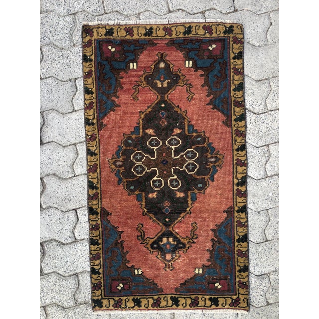 1960s Vintage Turkish Door Mat Handmade Rug For Sale - Image 6 of 6