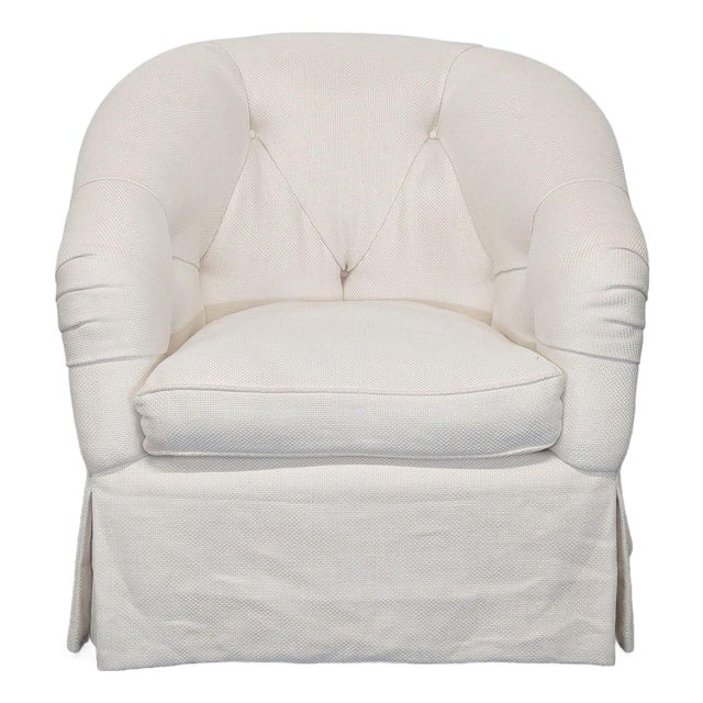 Marco San Francisco Swivel Lounge Chair With Tufted Back and Skirted Base For Sale