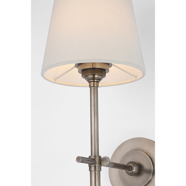 Thomas O'Brien for Visual Comfort Signature Bryant 27" Cordless Tail Sconce in Antique Nickel with Linen Shade For Sale - Image 13 of 13