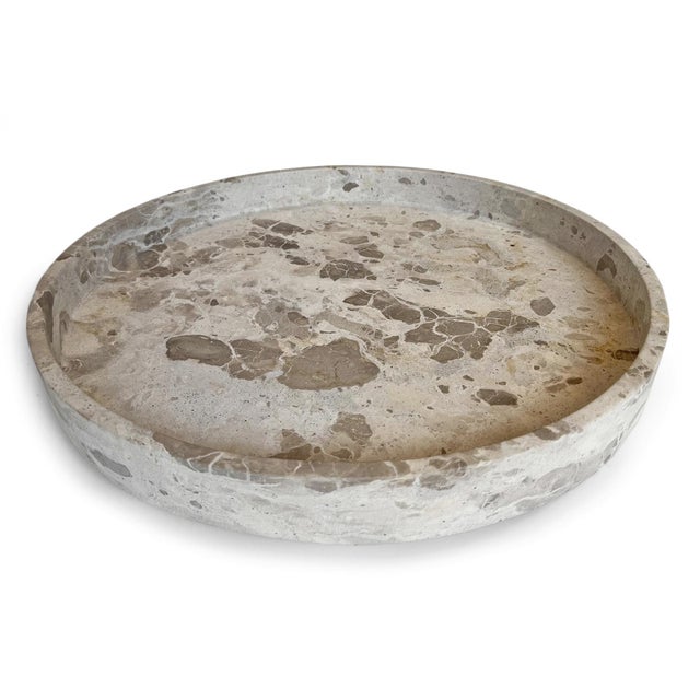 Contemporary White Beige Stone Plate/Tray Bowl For Sale - Image 3 of 4
