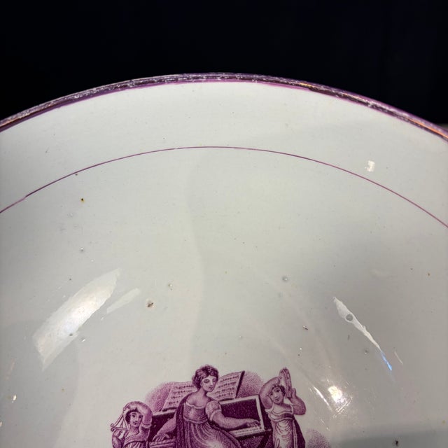 18th Century Period English Pink Lustreware Transferware Bowl - Woman at Pianoforte For Sale - Image 9 of 10