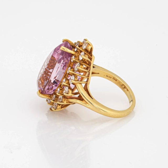 Late 20th Century Kurt Wayne Kunzite 2.72ct Diamond Ring Vintage 18k Yellow Gold Cocktail size 6.75 For Sale - Image 4 of 7