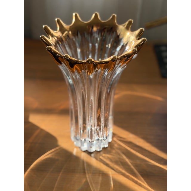 Mid-Century Crown-Rim Crystal Vase, Europe, 1960s–70s For Sale - Image 4 of 10