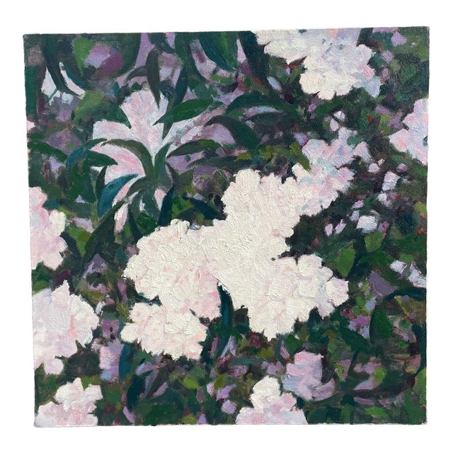 Rare Original John Loughlin 'pink Hydrangea Bush' Flower Floral Oil Painting For Sale