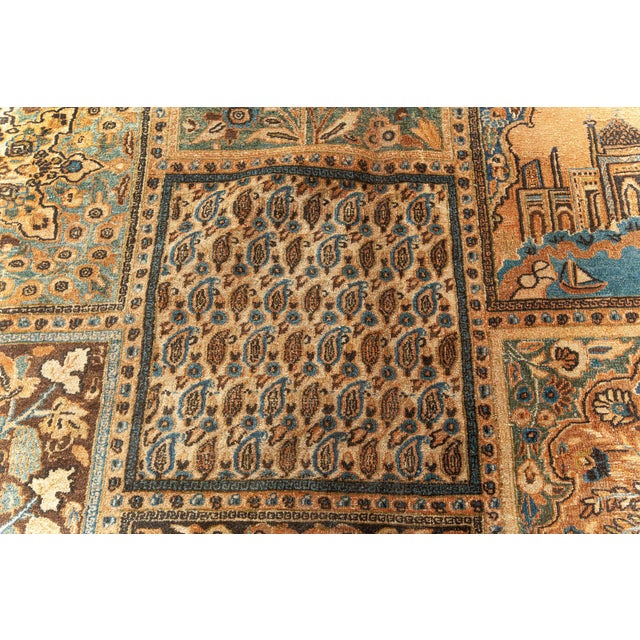 Textile Early 20th Century Persian Meshad Rust-Blue, Walnut and Brown Handmade Wool Rug For Sale - Image 7 of 9
