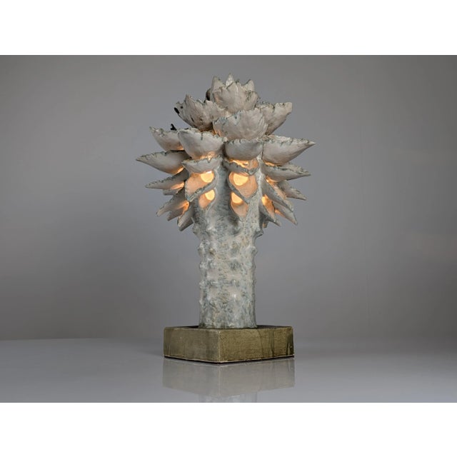 Glazed Ceramic Sculpture Lamp by Birthe Aksby For Sale - Image 9 of 17