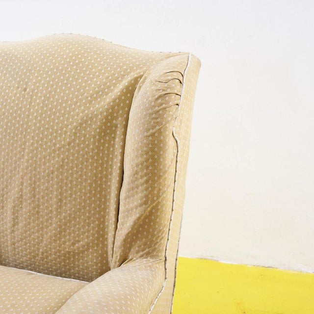 Vintage Wooden Armchair Covered in Fabric For Sale - Image 4 of 9