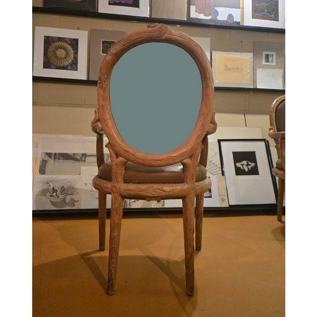 Set of 4 Vintage Hollywood Regency Faux Bois Fauteuils For Sale - Image 10 of 11