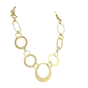 Ippolita Hammered Assorted Size Open Circle 18k Gold Link Necklace