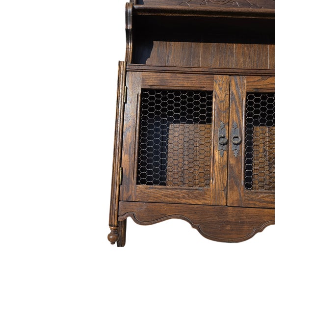 Jacobean Ethan Allan Charter Oak Jacobean Hanging Wall Shelf Hutch Curio Display Cabinet For Sale - Image 3 of 14